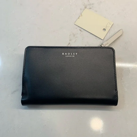 NEW RADLEY LONDON Scottie Dog Black Wallet Silver Clouds - Picture 2 of 7